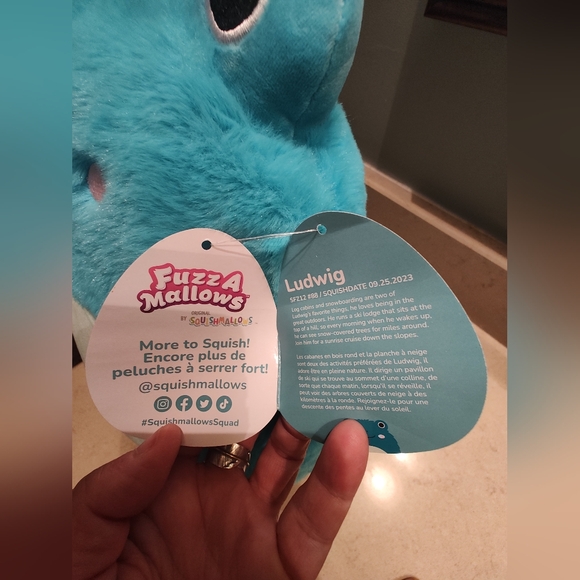 NWT Squishmallow 12" Ludwig Blue Plush Frog Pillow With Mint Green Belly - Picture 7 of 9